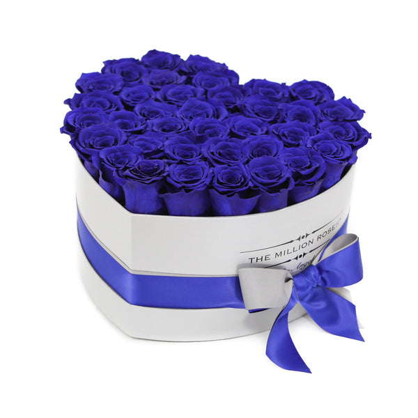 LOVE box - silver - blue ETERNITY roses