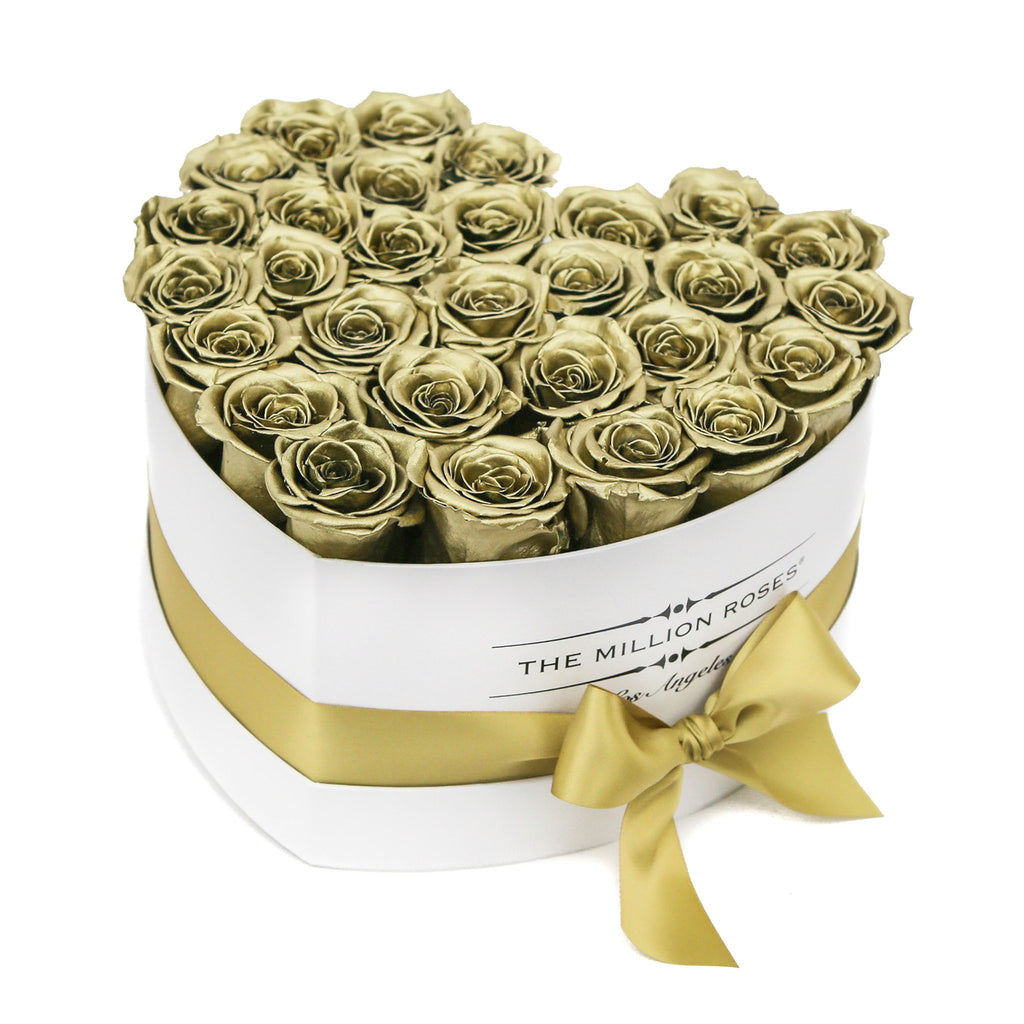 LOVE box - white - olive-gold ETERNITY roses olive-gold eternity roses - the million roses