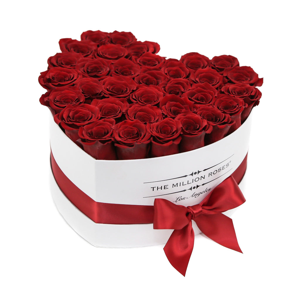 LOVE box - white - red  ETERNITY roses red eternity roses - the million roses