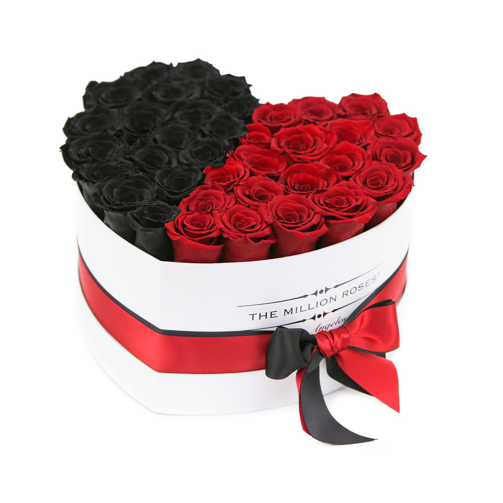 LOVE box - white - black&red  ETERNITY roses red eternity roses - the million roses