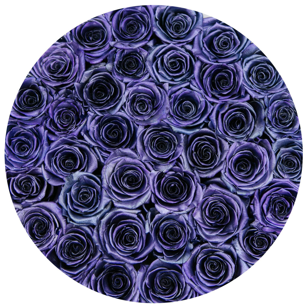 medium round box - black - purple gold ETERNITY roses purple gold - the million roses