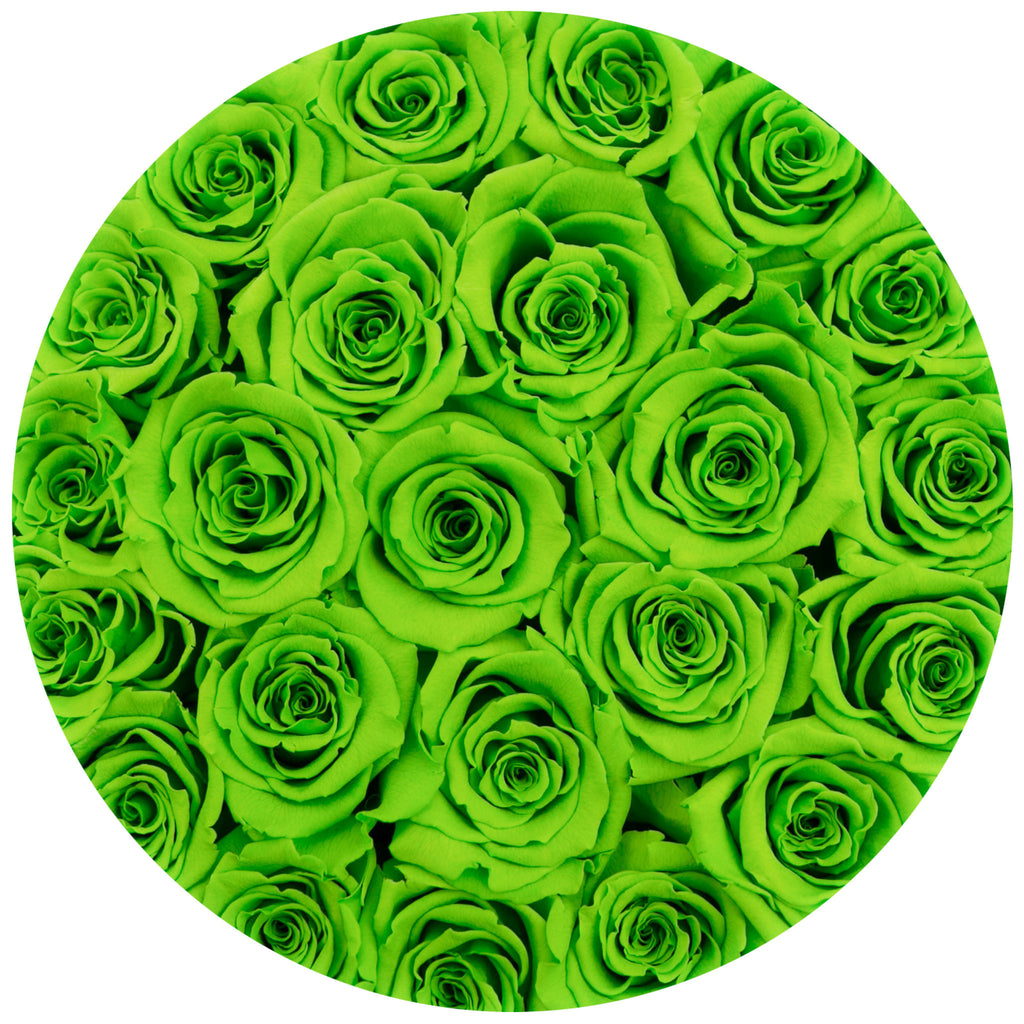 small round box - silver - light-green ETERNITY roses