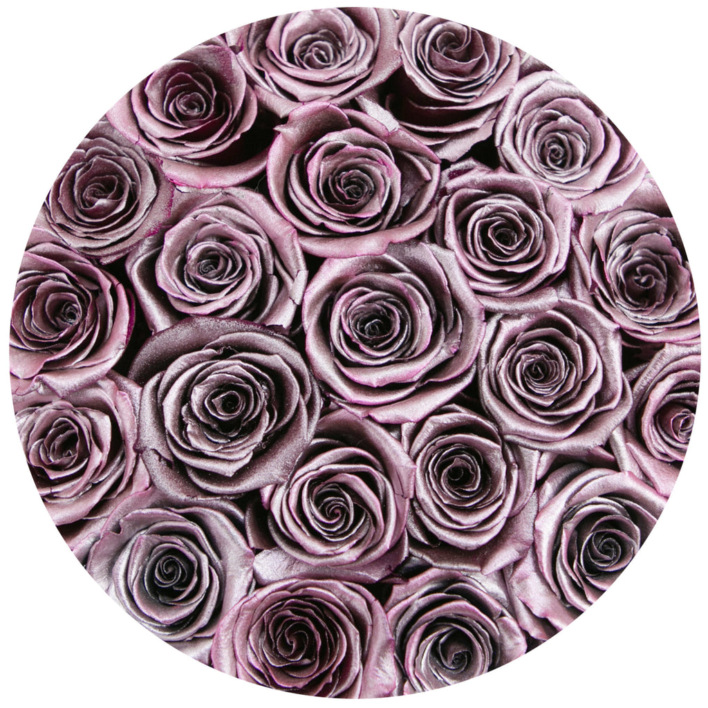 small round box - silver - rose gold ETERNITY roses