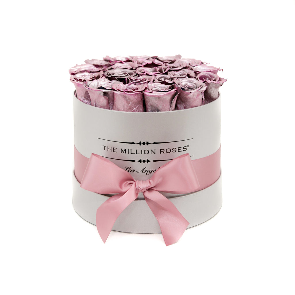 small round box - silver - rose gold ETERNITY roses