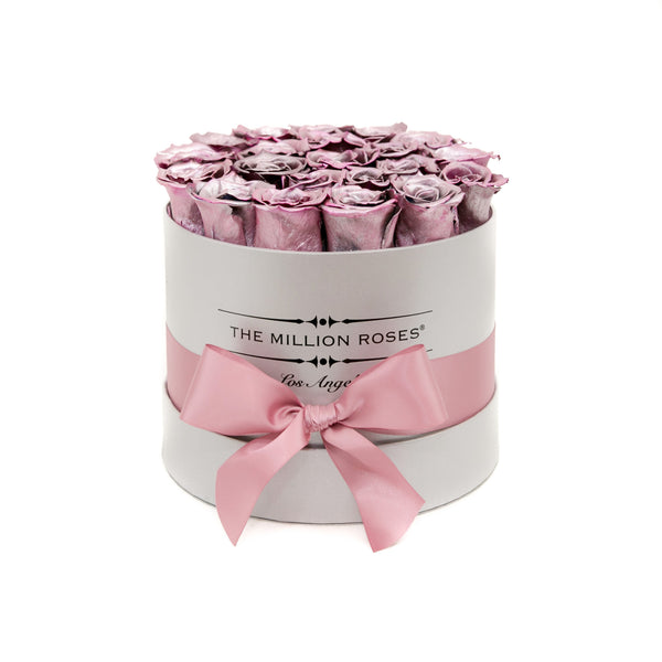 small round box - silver - rose gold ETERNITY roses