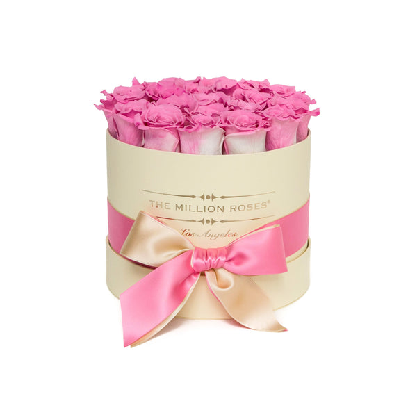 small round box - vanilla - pink-candy ETERNITY roses