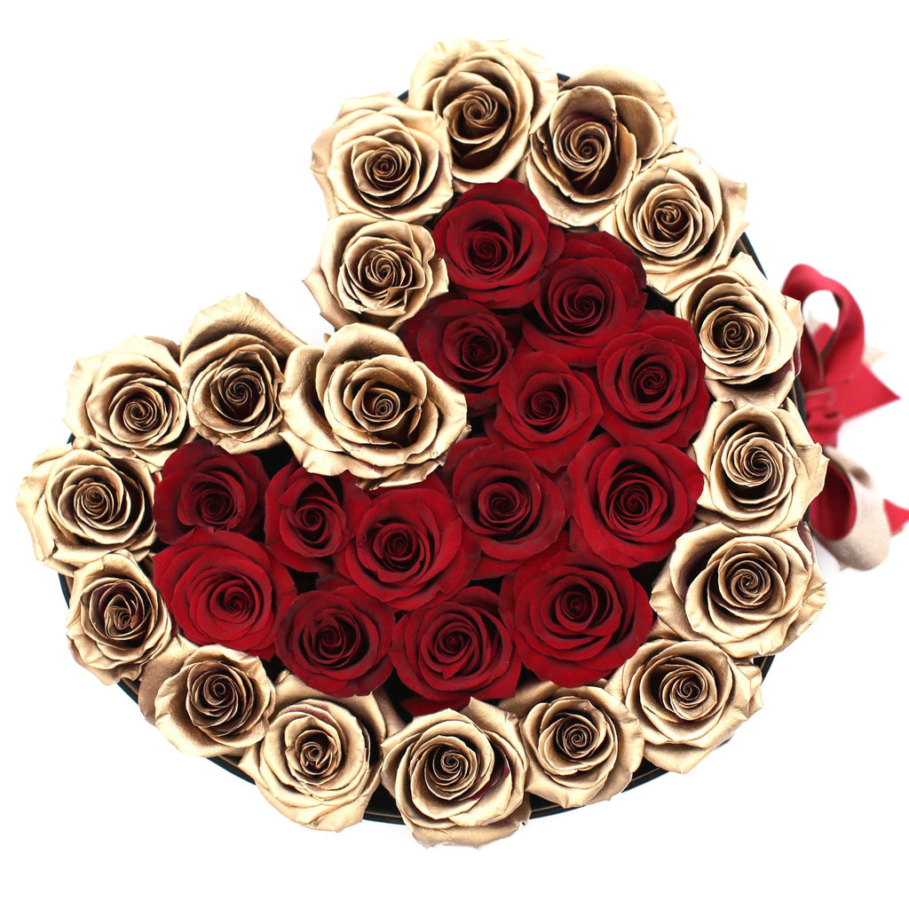 LOVE box - black - 24k gold&red  ETERNITY roses mixed eternity roses - the million roses