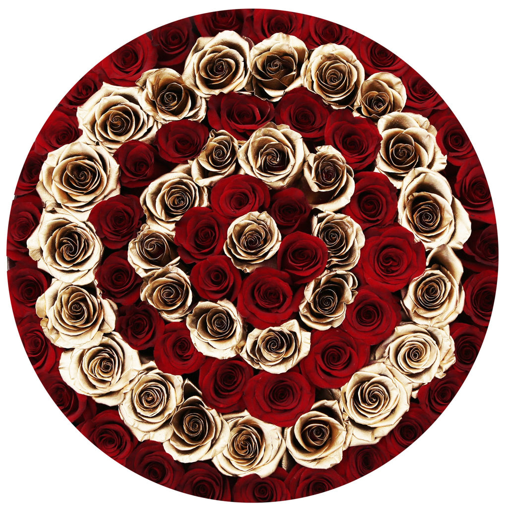 the million LARGE box -  white - red&24k-gold (target) ETERNITY roses mixed eternity roses - the million roses