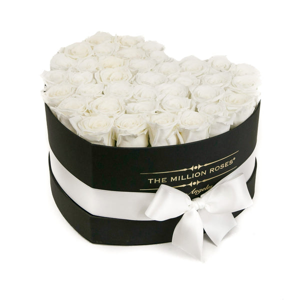 LOVE box - black - white ETERNITY roses white eternity roses - the million roses