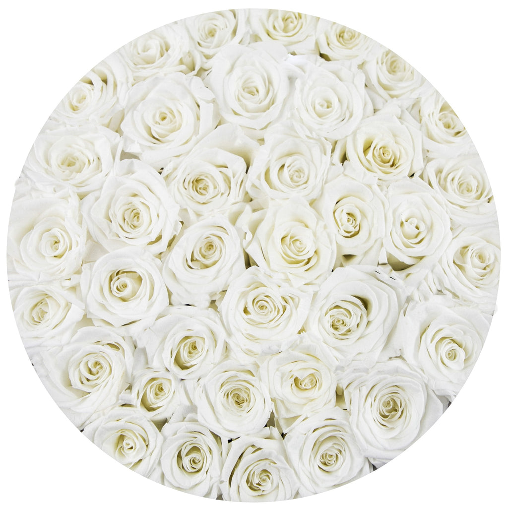 medium round box - black - white ETERNITY roses white eternity roses - the million roses