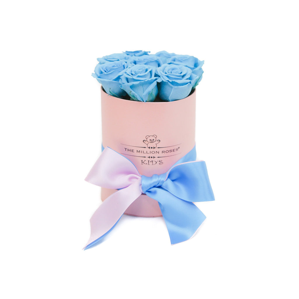 the million KIDS box - pink - light-blue ETERNITY spray roses blue eternity roses - the million roses