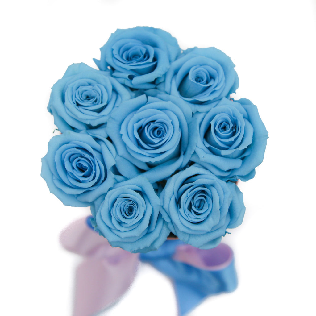the million KIDS box - pink - light-blue ETERNITY spray roses blue eternity roses - the million roses